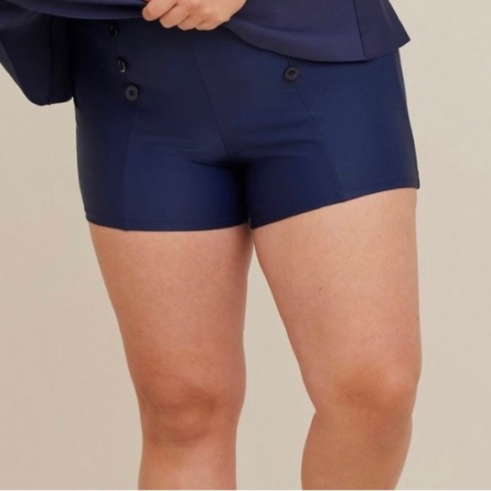 Torrid Retro Chic Navy Blue Swim Short Ultra High Waist Size 3